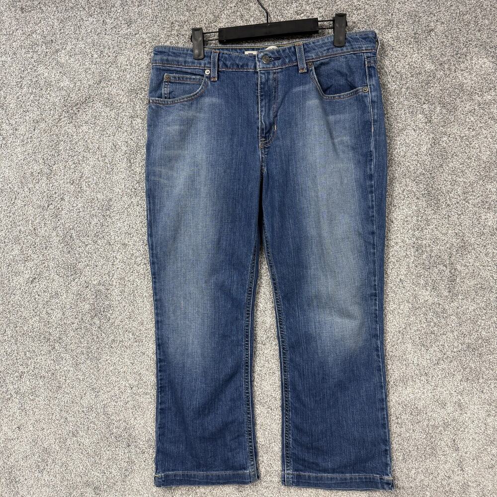 Gap Boot Cut Cropped Stretch Jeans Womens 10 33x23 Blue Mid Rise Denim